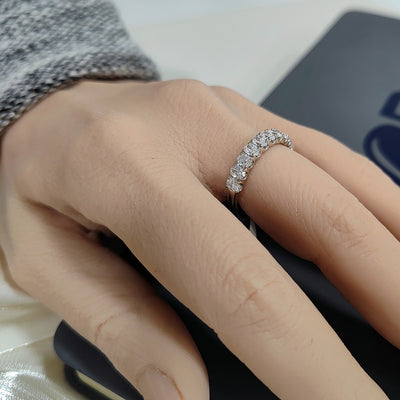 Platinum 1.10ct Laboratory-Grown Diamond Oval Cut Half Eternity Ring