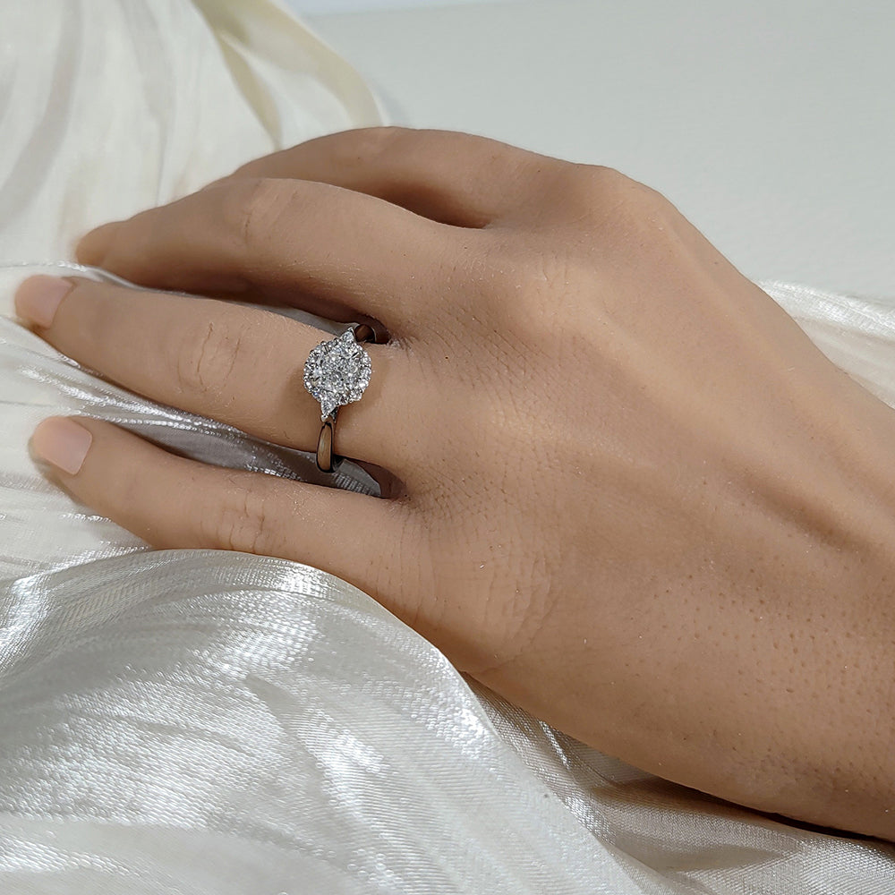 Pre-Loved Platinum Certificated 1ct Cushion Cut Diamond Halo Engagement Ring