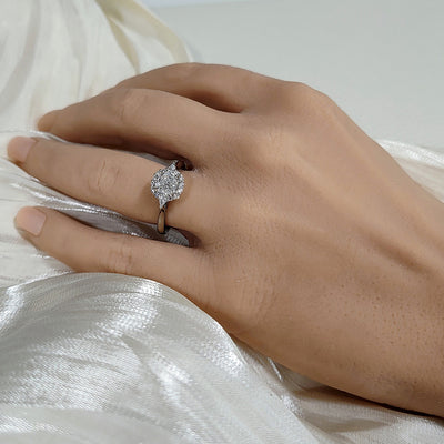 Pre-Loved Platinum Certificated 1ct Cushion Cut Diamond Halo Engagement Ring