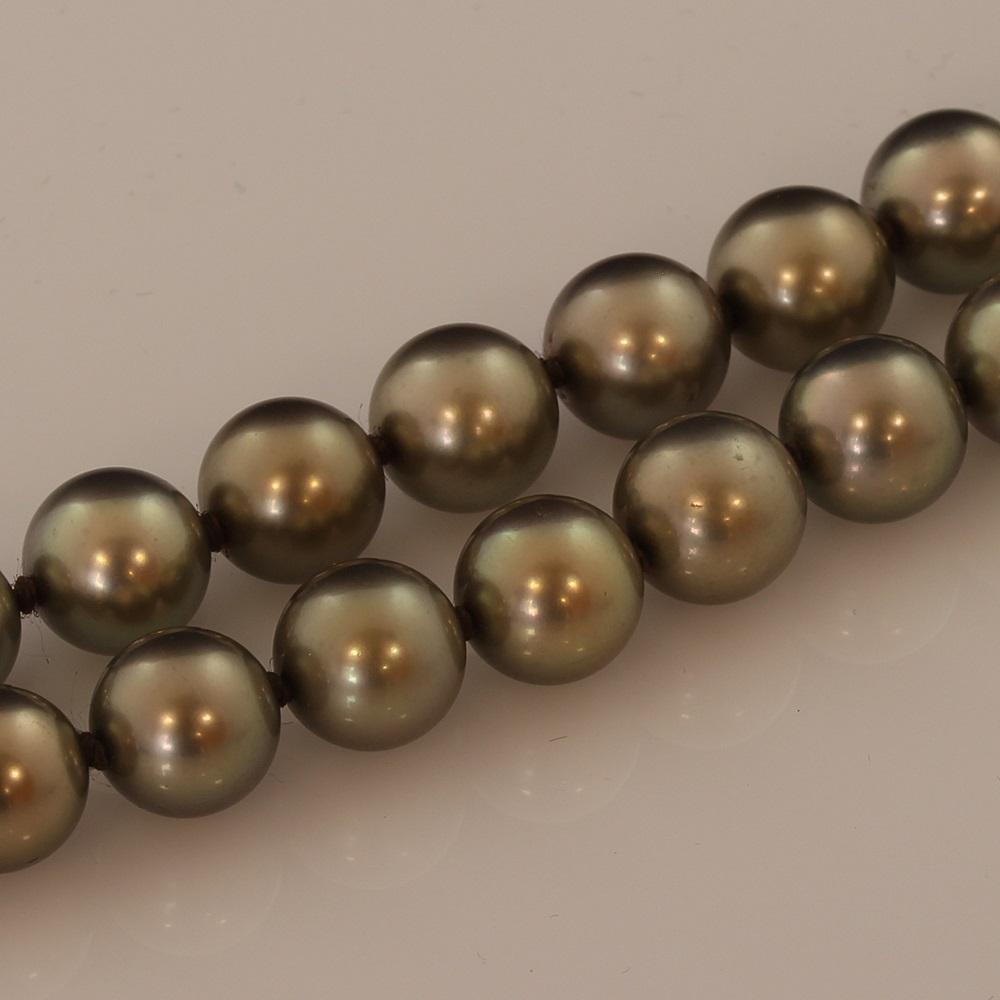 10-11mm Brown Akoya Pearl Necklace with Diamond Clasp - GoldArts