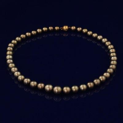 10-11mm Brown Akoya Pearl Necklace with Diamond Clasp - GoldArts