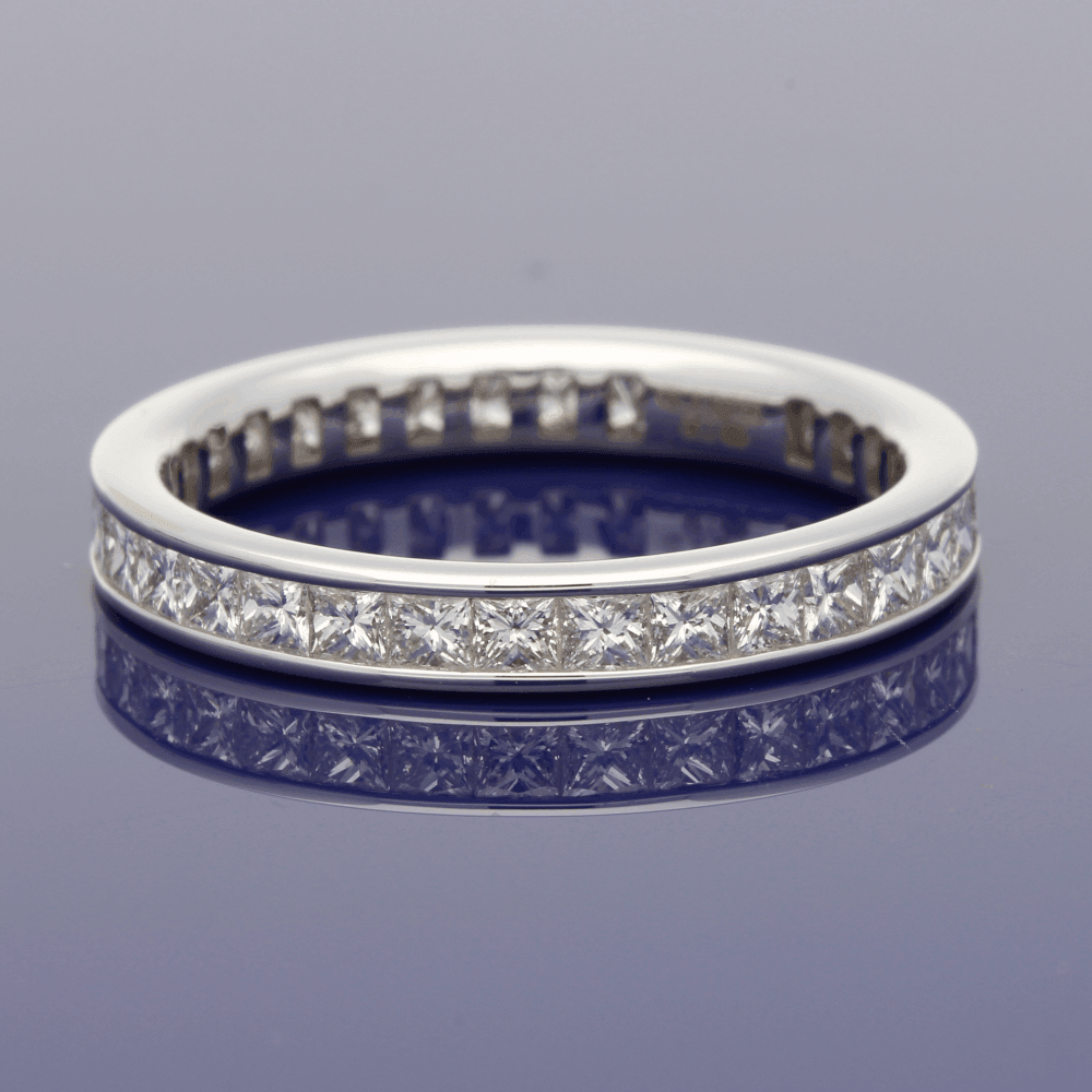 18ct White Gold Princess Cut Diamond Full Eternity Ring - GoldArts