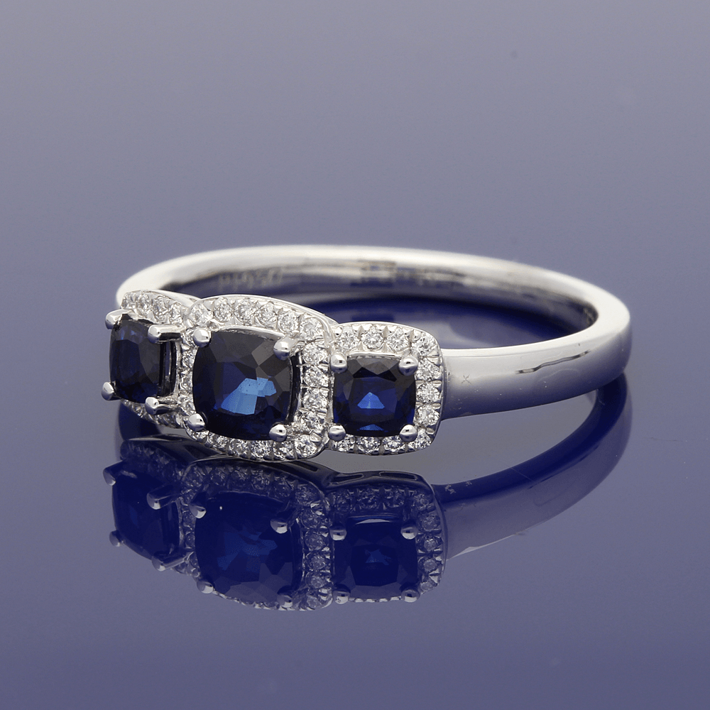 Platinum Sapphire & Diamond Trilogy Cluster Ring