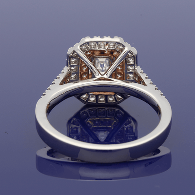 Platinum & 18ct Rose Gold White and Pink Diamond Halo Ring