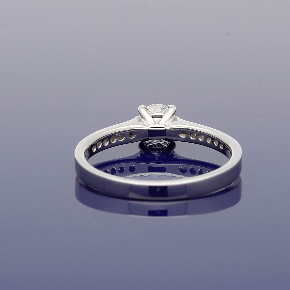 Platinum Certificated 0.41ct Diamond Solitaire Engagement Ring with Diamond Set Shoulders