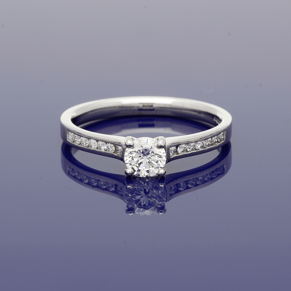 Platinum Certificated 0.41ct Diamond Solitaire Engagement Ring with Diamond Set Shoulders