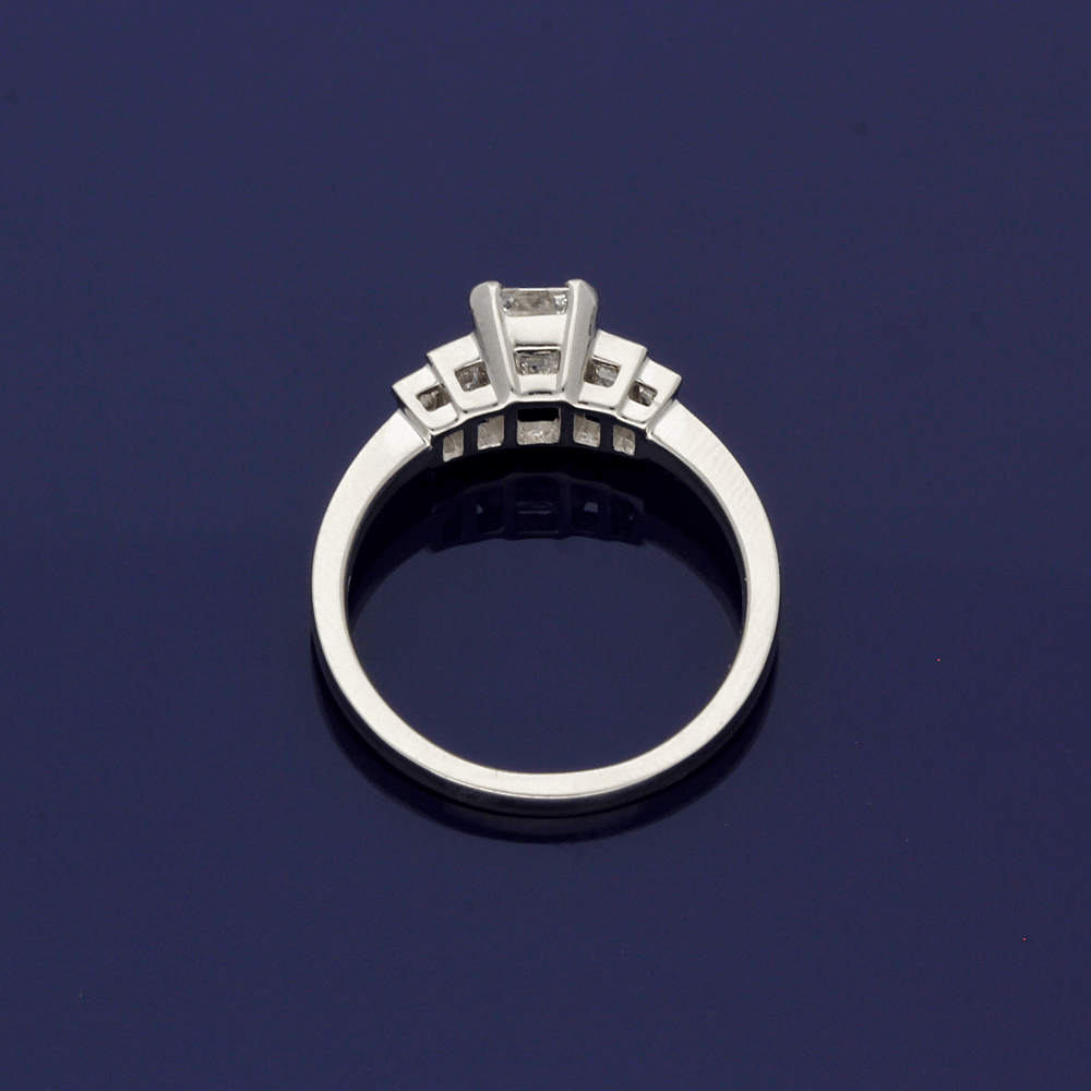 Platinum Emerald Cut & Baguette Cut Diamond Five Stone Ring