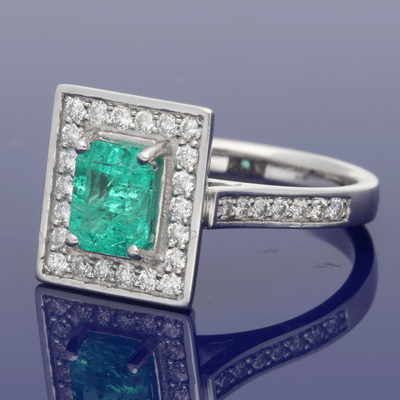 Platinum Emerald & Diamond Dress Ring