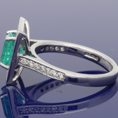Platinum Emerald & Diamond Dress Ring