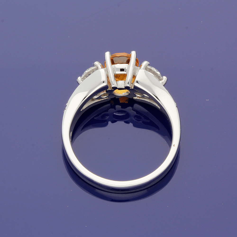 Platinum Spessartine Garnet & Diamond Trilogy Ring