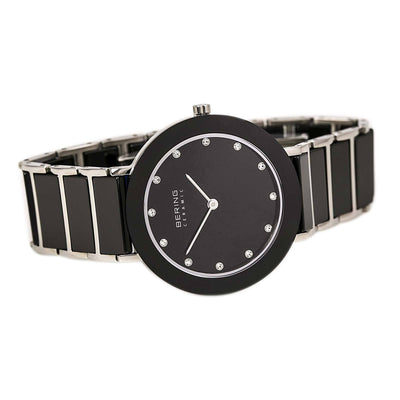 Ladies Bering 35mm 2 Tone Ceramic And Stainless Steel Quartz Bracelet Watch, 11435-749