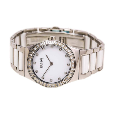 Ladies Bering 30mm 2 Tone Ceramic And Stainless Steel Quartz Bracelet Watch, 32430-754