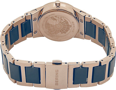 Ladies Bering 26mm 2 Tone Ceramic And Rose Pvd Stainless Steel Quartz Bracelet Watch, 32426-767