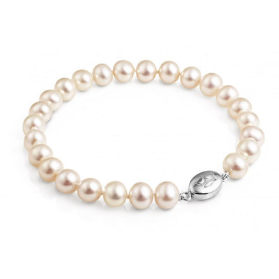 Jersey Pearl 7mm White Crown (Excellent) Pearl Bracelet 1510195