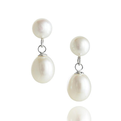 Jersey Pearl Dew Drop White Freshwater Pearl Earrings 1509878