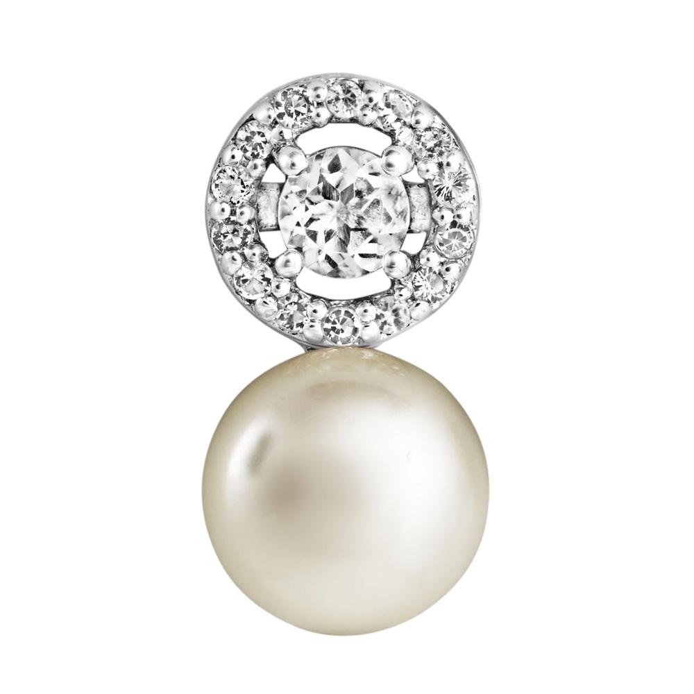 Jersey Pearl Amberley Halo Pearl Earrings - Silver & Topaz 1703306