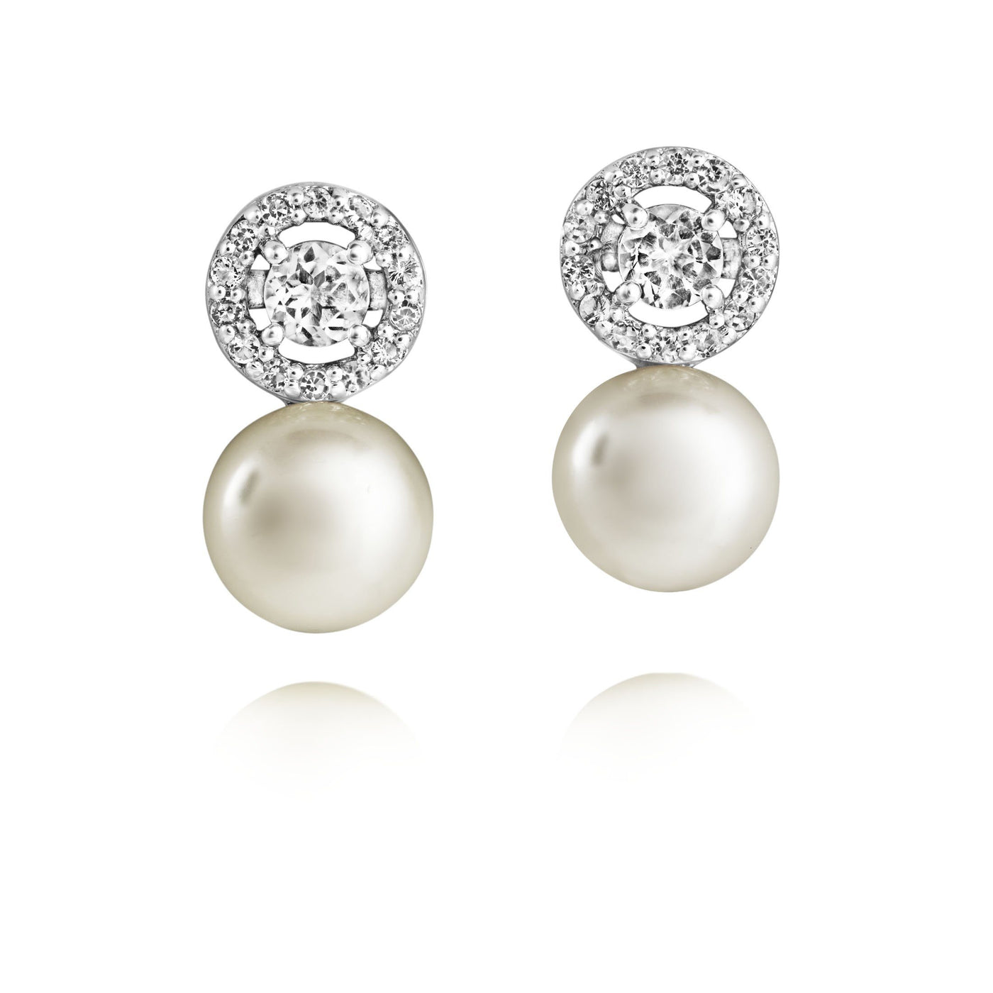 Jersey Pearl Amberley Halo Pearl Earrings - Silver & Topaz 1703306