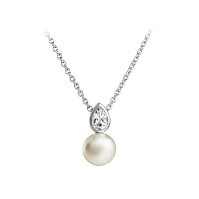 Jersey Pearl Amberley Pearl & White Topaz Drop Necklace 16/18" - Sale Price