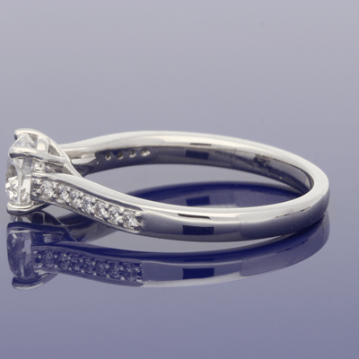 Platinum Certificated 0.81ct Round Brilliant Cut Diamond Solitaire Engagement Ring with Diamond Set Shoulders