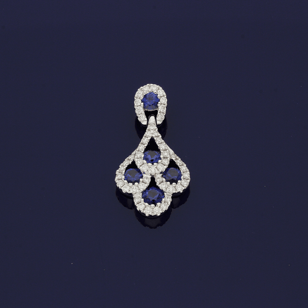 18ct White Gold Sapphire & Diamond Peacock Pendant - GoldArts