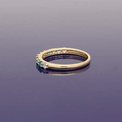 9ct Yellow Gold Emerald & Diamond Half Eternity Ring