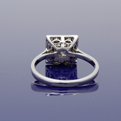 18ct White Gold Diamond Art Deco Style Cluster Ring - GoldArts