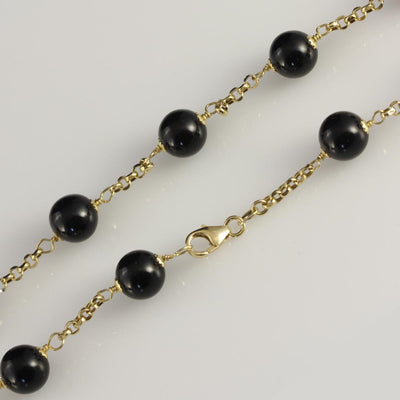 18ct Yellow Gold Onyx 18” Necklace