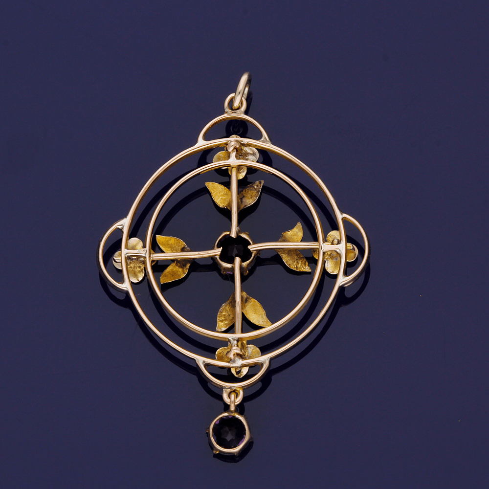 9ct Rose Gold Amethyst Circular Pendant