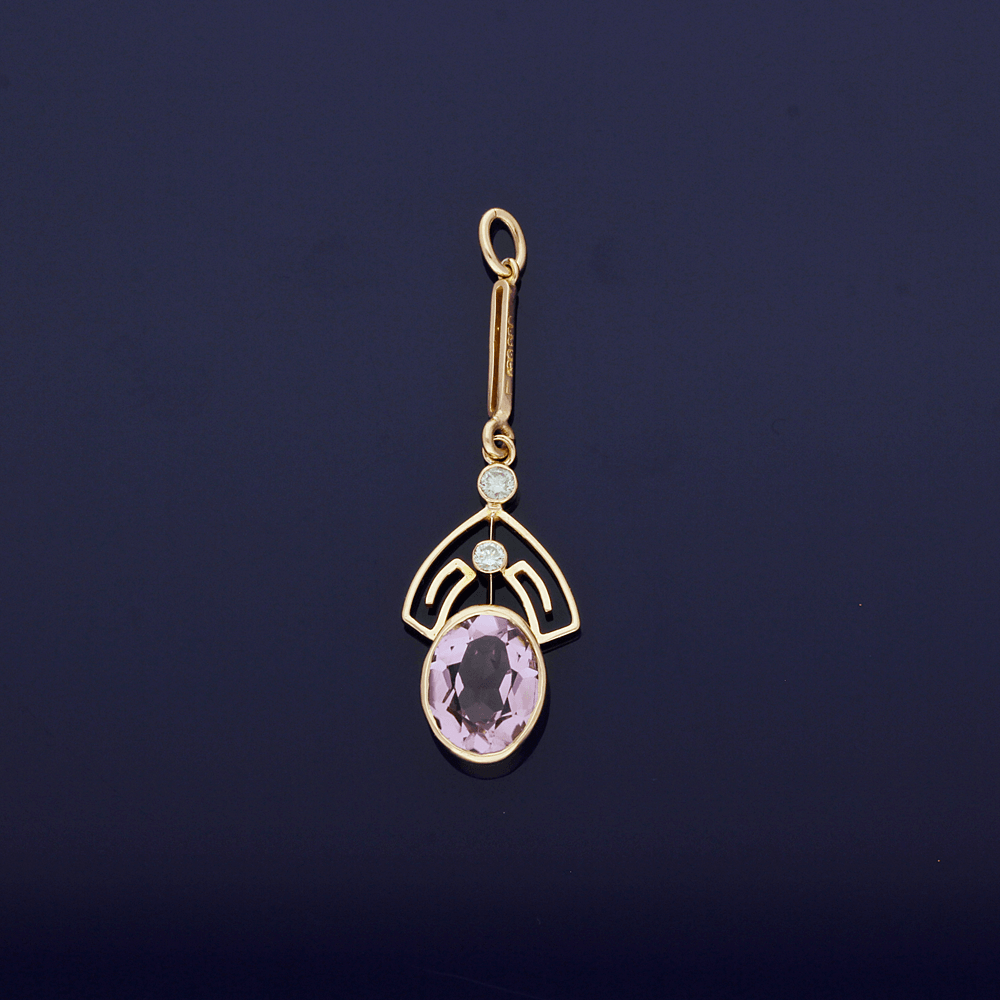 9ct Rose Gold Amethyst & Diamond Pendant