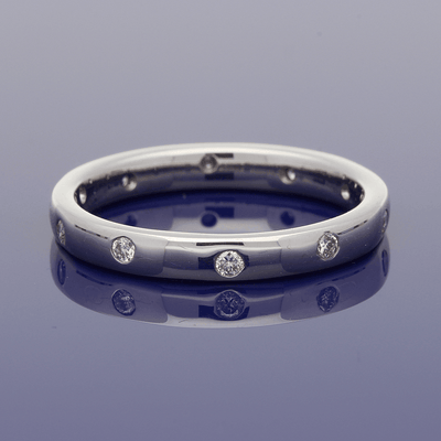 18ct White Gold Diamond Set 2.5mm Court Wedding Ring - GoldArts