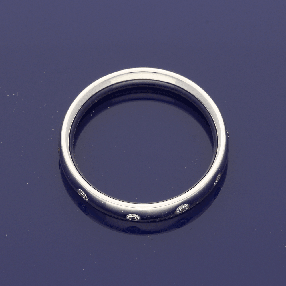 18ct White Gold Diamond-Set 3.2mm Court Wedding Ring - GoldArts