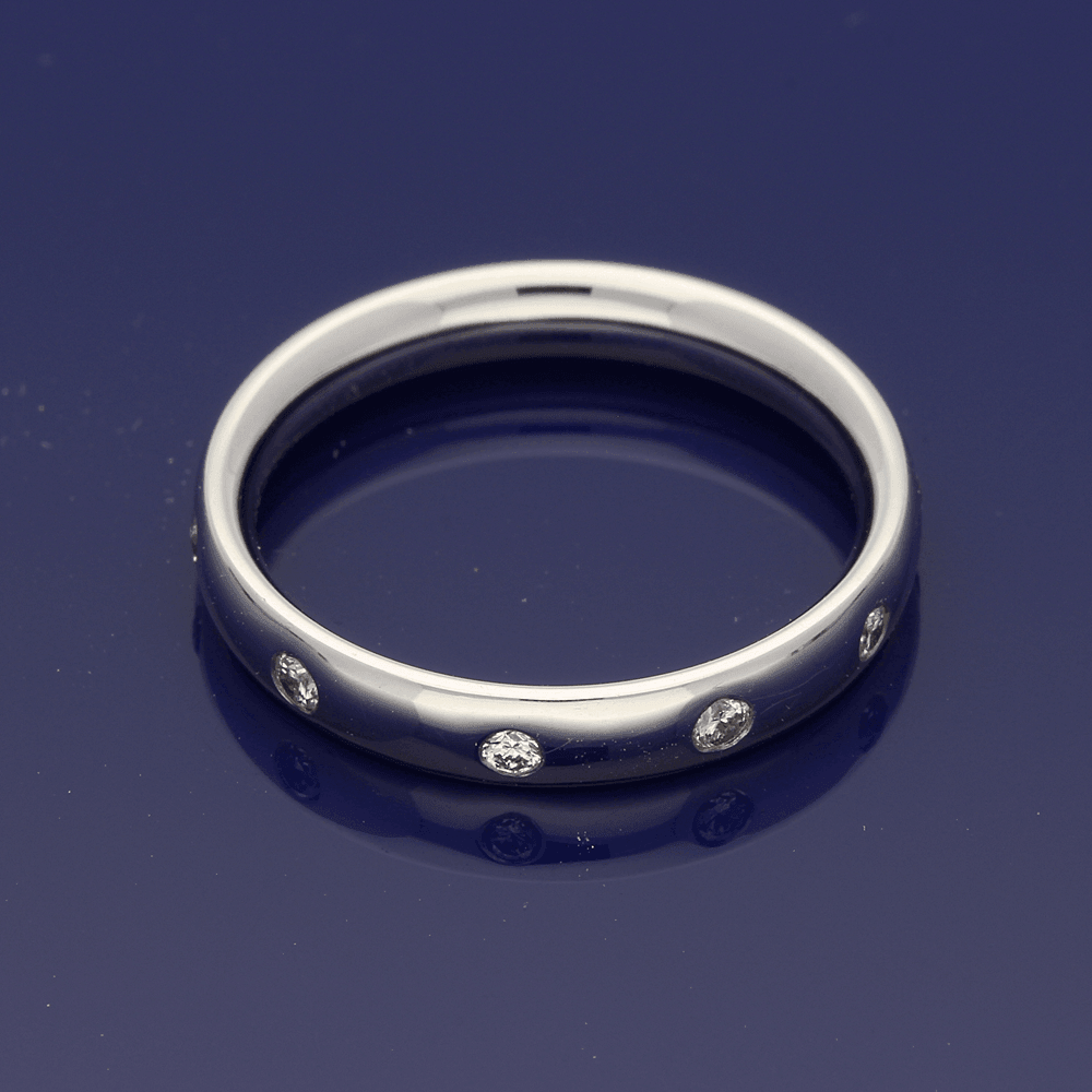 18ct White Gold Diamond-Set 3.2mm Court Wedding Ring - GoldArts