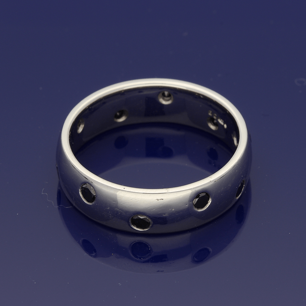 Platinum Black Diamond-Set 5mm Court Ring