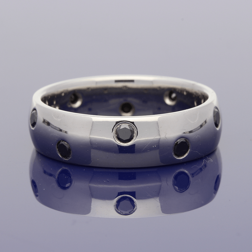 Platinum Black Diamond-Set 5mm Court Ring