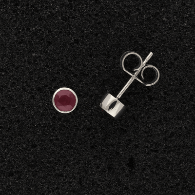 18ct White Gold Ruby Rub-over Stud Earrings - GoldArts
