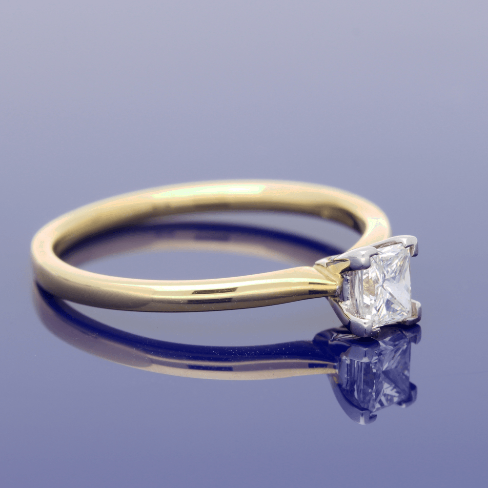 18ct Yellow Gold 0.39ct Princess Cut Diamond Solitaire Ring