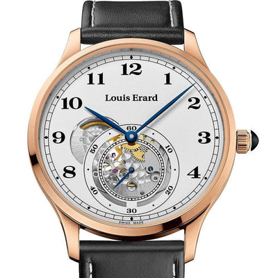 Gentleman's Louis Erard Watch 1931 Automatic Openheart Rose Gold PVD, 32217PR31.BRV32