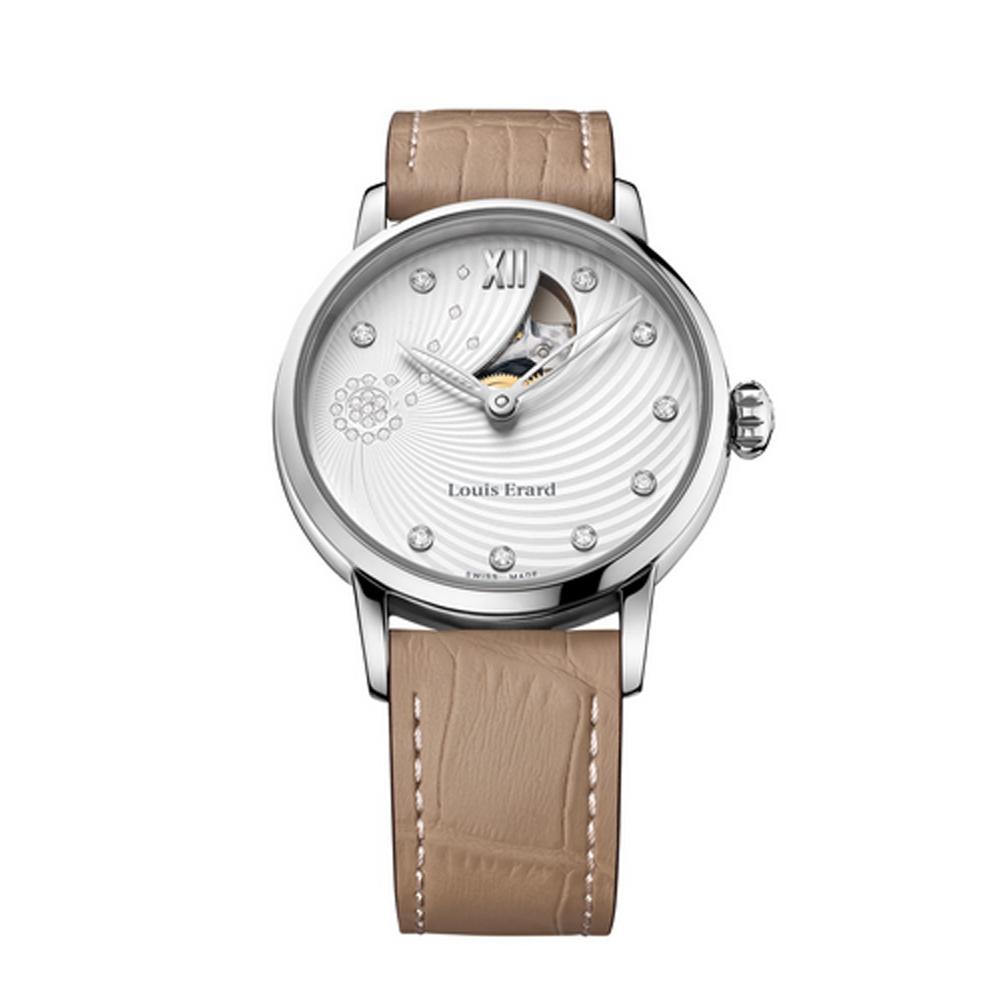 Ladies Louis Erard Watch Emotion Quartz Diamond Set Leather Strap Watch, 64603AA11.BAAC67