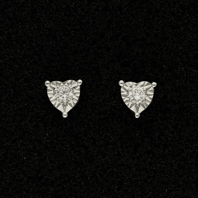 9ct White Gold Heart Twinkle Set Diamond Stud Earrings