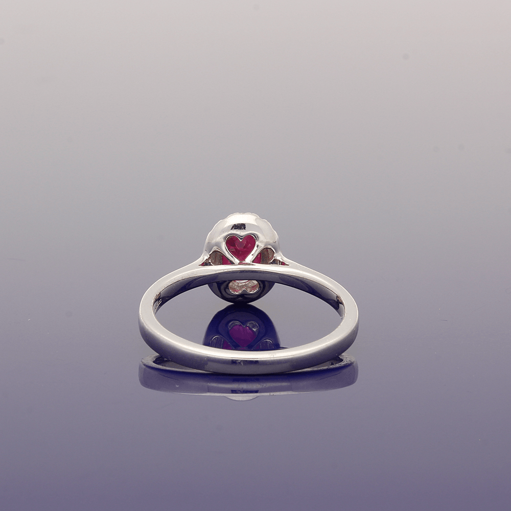 9ct White Gold Ruby and Diamond Cluster Ring