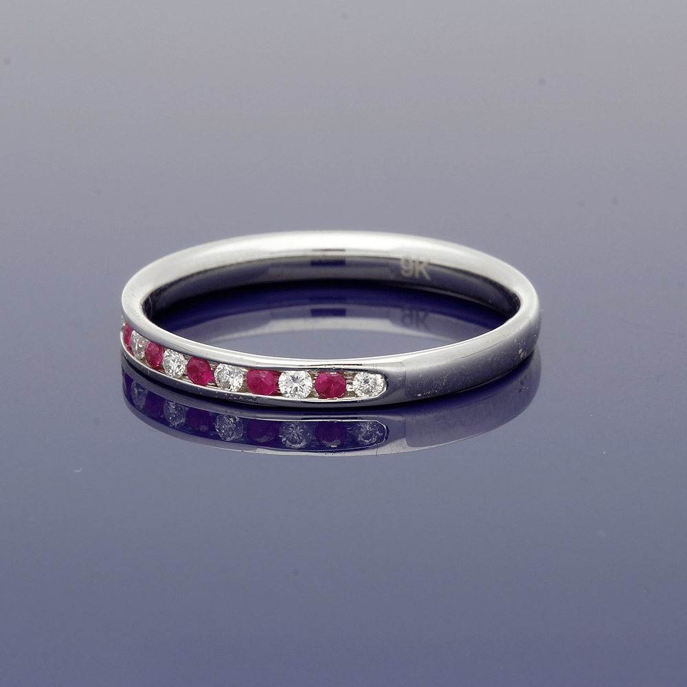 9ct White Gold Ruby & Diamond Eternity Ring