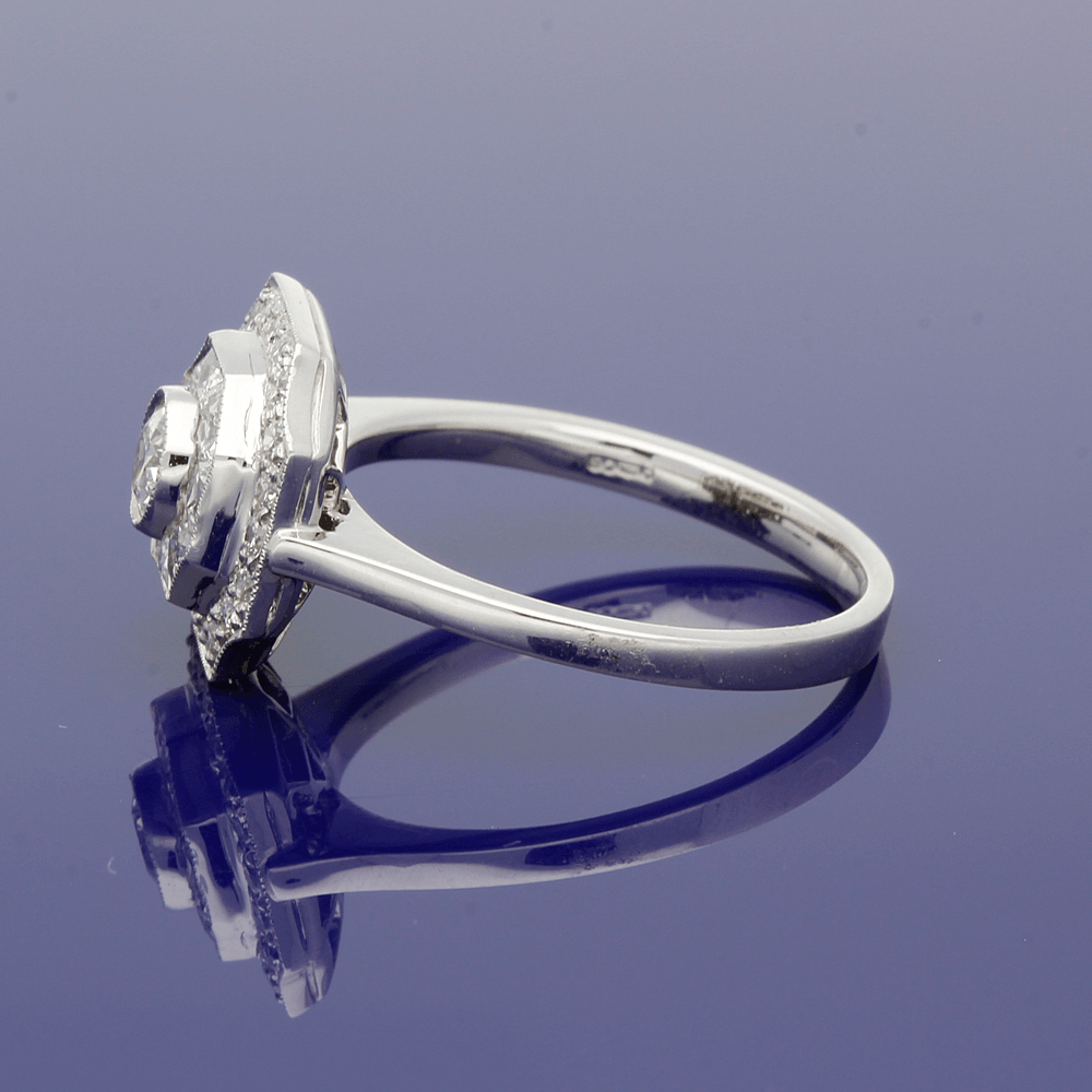 Platinum Art Deco Diamond Tiered Cluster Ring