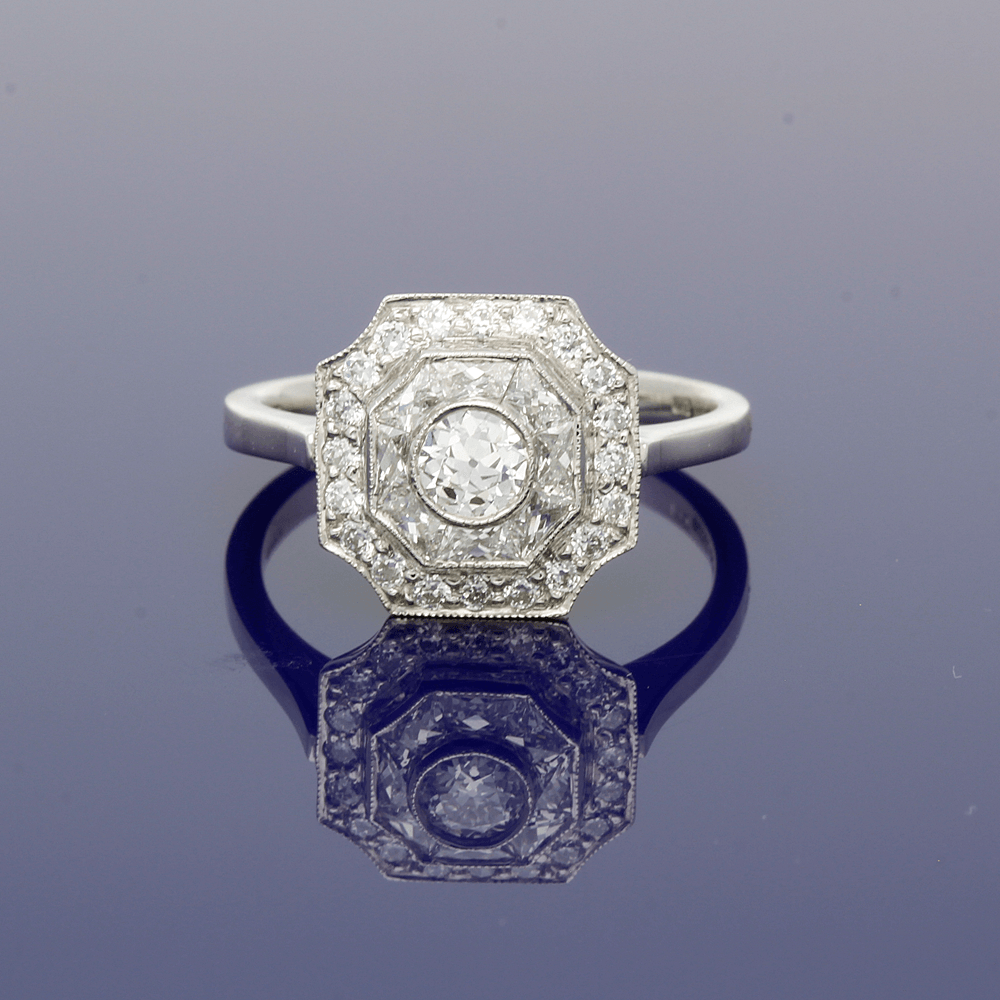 Platinum Art Deco Diamond Tiered Cluster Ring