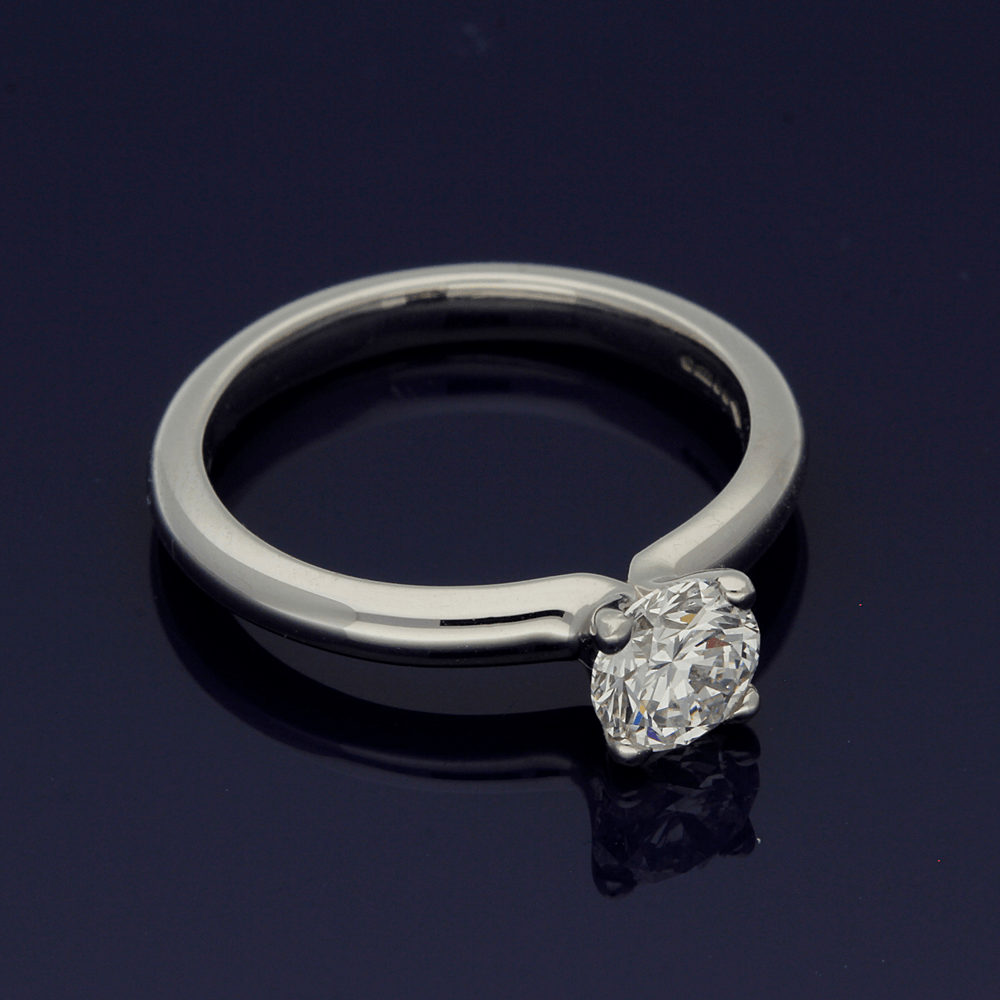 Platinum 0.70ct Certificated Round Brilliant Cut Diamond Solitaire Ring              