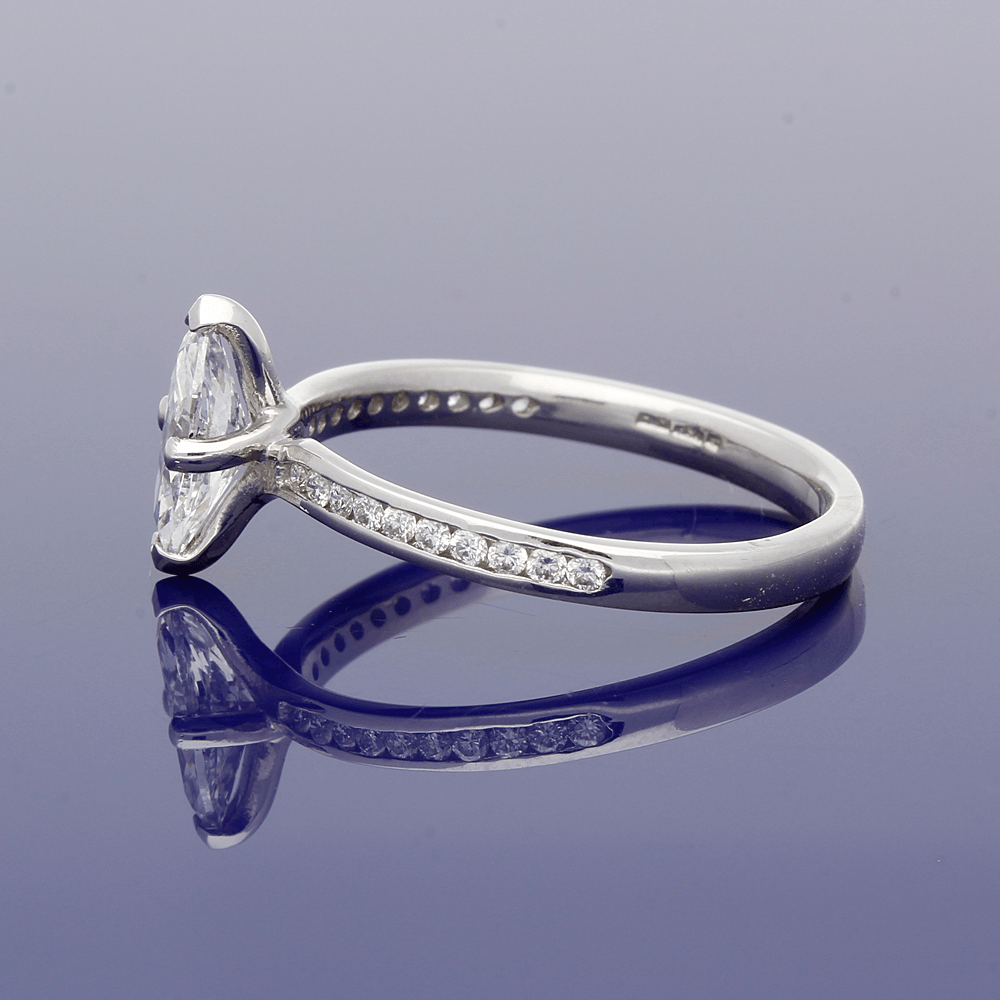 Platinum Certificated 0.54ct Marquise Cut Diamond Solitaire Ring with Diamond Set Shoulders