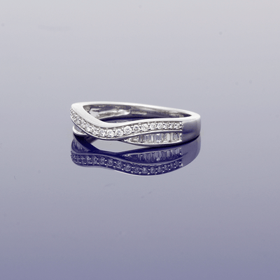 9ct White Gold Diamond Curved Eternity Ring