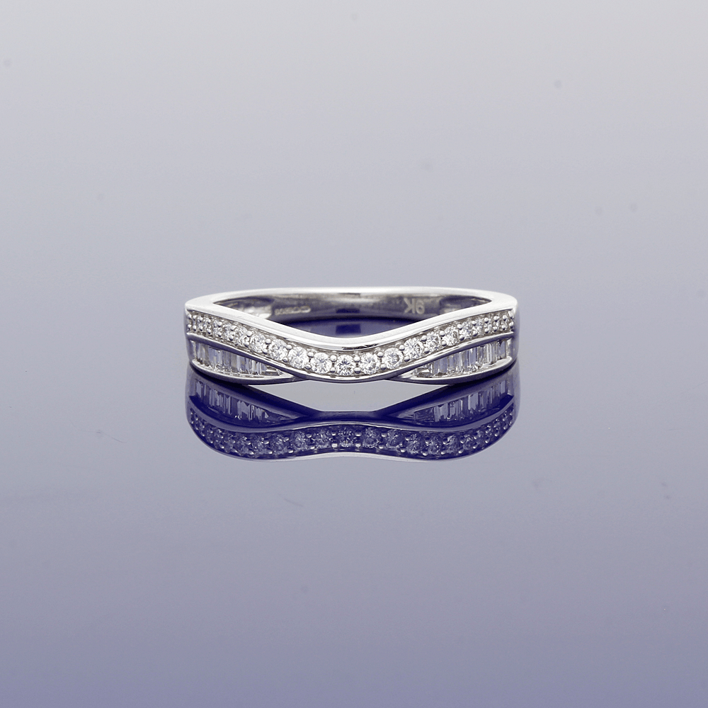 9ct White Gold Diamond Curved Eternity Ring