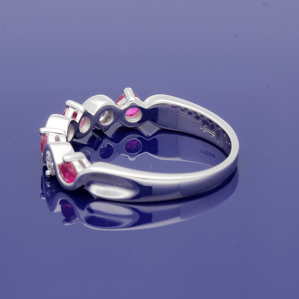 9ct White Gold Ruby and Diamond Half Eternity Ring