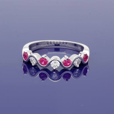 9ct White Gold Ruby and Diamond Half Eternity Ring