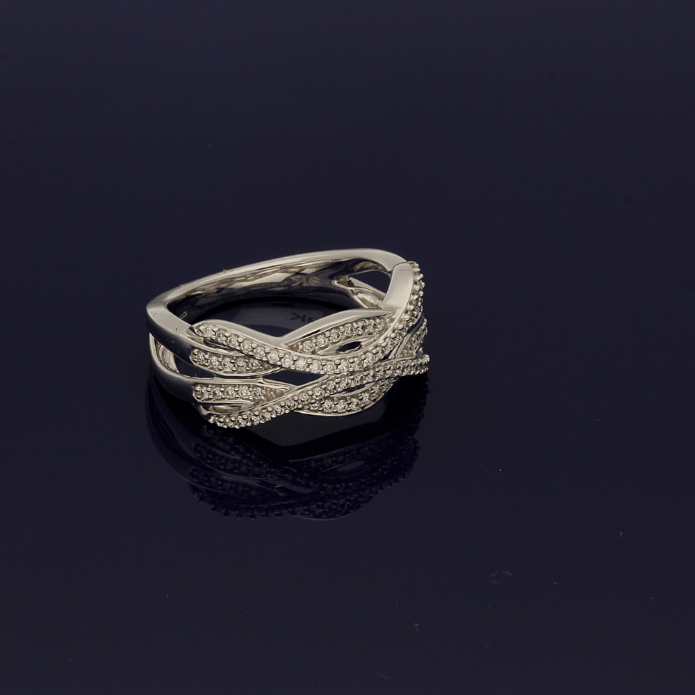 9ct White Gold Diamond Multi Row Ring
